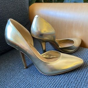 BCBG Paris Gold D’Orsay Stiletto Heels 4” Pumps